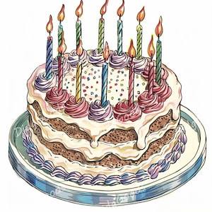 Birthday Cake Clipart Bundle For: Card Making, Printable Art 16 High ...