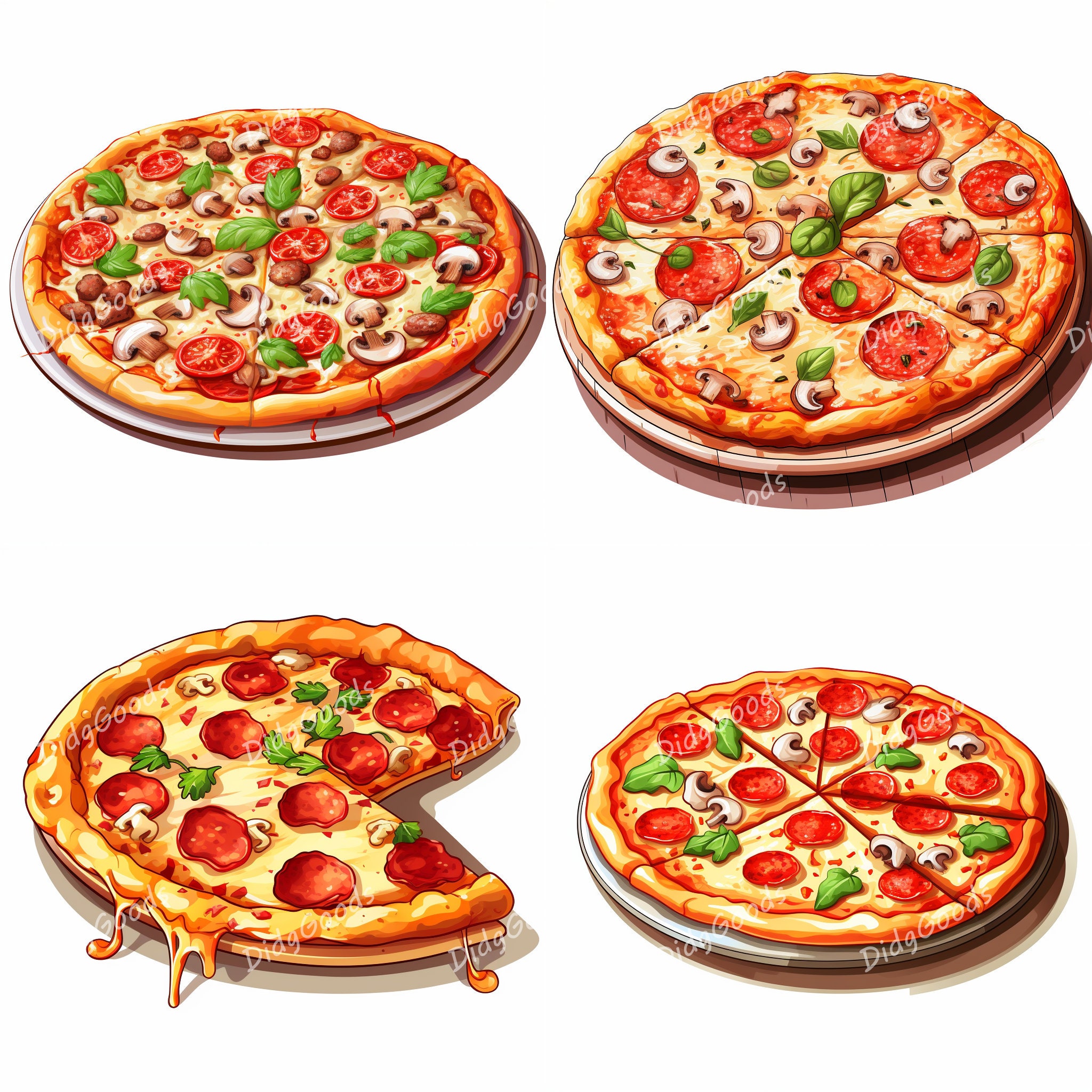 Pizza Clipart Bundle 15 High Quality Jpgs, Digital Download, Card ...