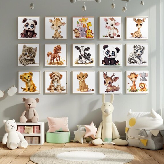 愛らしいポニーのキャンバスウォールアート、かわいい馬の装飾、子供
