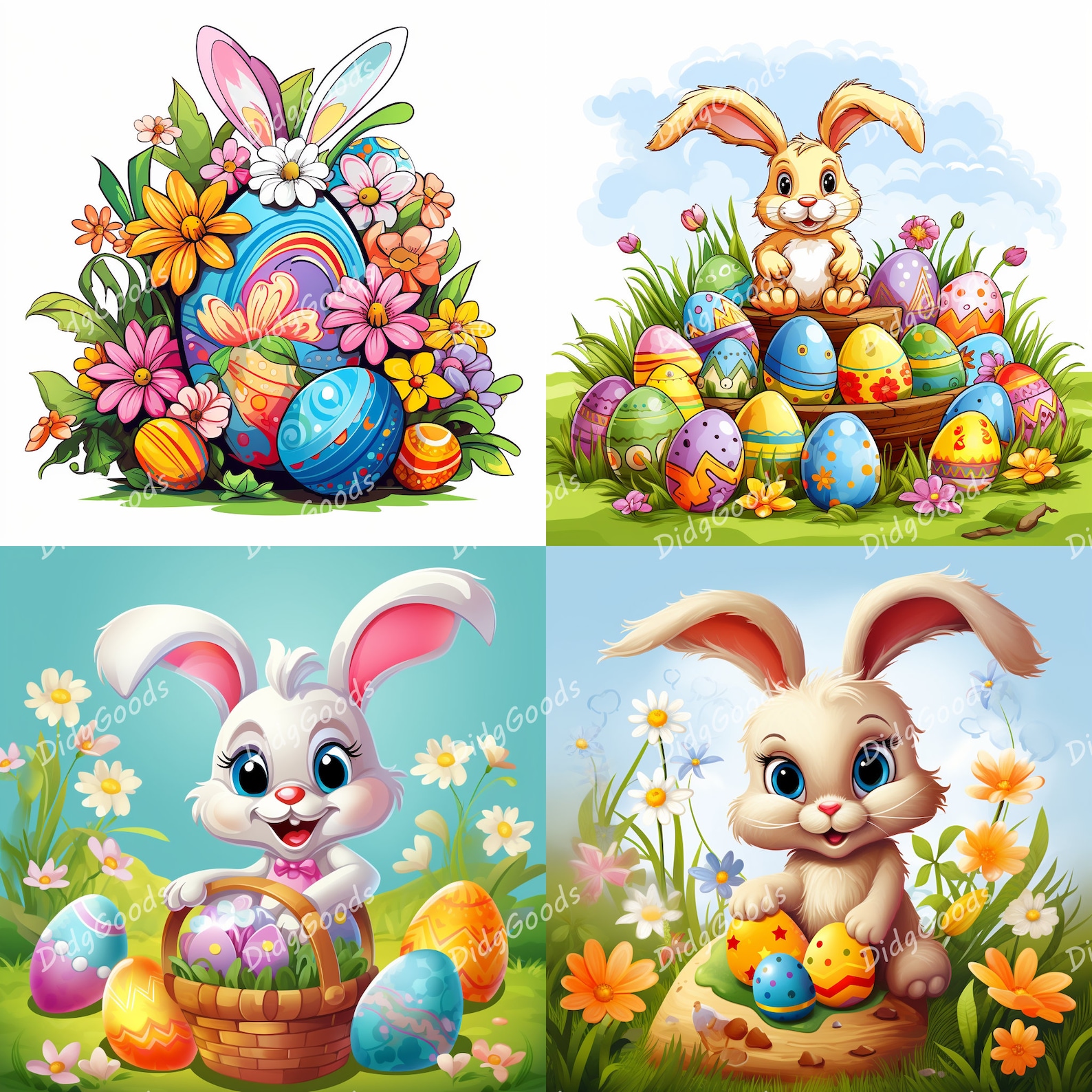Easter Bunny Clipart Bundle 28 High Quality Pngs 3200x3200 Pix, 300 DPI ...