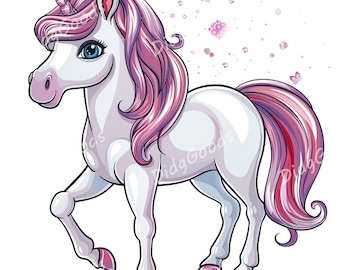 Paquete de imágenes prediseñadas de unicornio 24 PNG de alta calidad 4000x4000 pix, 300 DPI, descarga digital, creación de tarjetas, artesanía de papel digital, arte imprimible