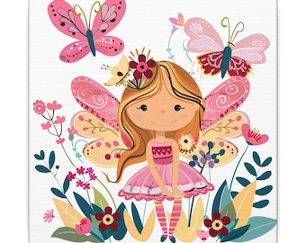 Whimsical Fairy Canvas Art Print | Fairy Wall Decor | Kids Room Decor | Butterfly Art | Nursery Wall Art | Gift for Girls | Magical Decor