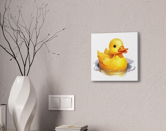 Cute Duck Canvas Art | Playful Duck Wall Decor | Kid's Room Art | Nursery Decor | Animal Lover Gift | Happy Duck Print