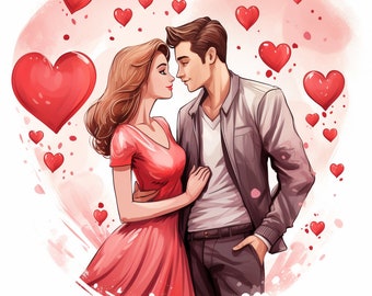 Valentine's Day Clipart Bundle, Romantic PNG Graphics (Digital Download)