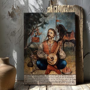 Cosacco Mamay, arte popolare ucraina, stampa su tela, poster di belle arti, pittura tradizionale dell'Ucraina