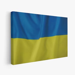 Impresión de la bandera de Ucrania / Lienzo estirado / Póster de papel Fine Art Mate / Decoración de pared patriótica ucraniana / ¡Slava Ukraini!