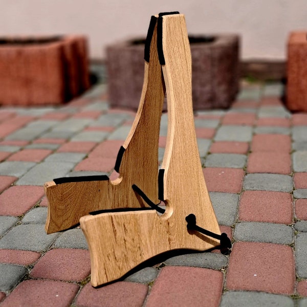 Floor stand for guitars, musical instruments made of oak