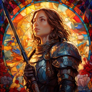 Joan of Arc, Stained Glass, Digital Art, Digital download, Christian, Catholic