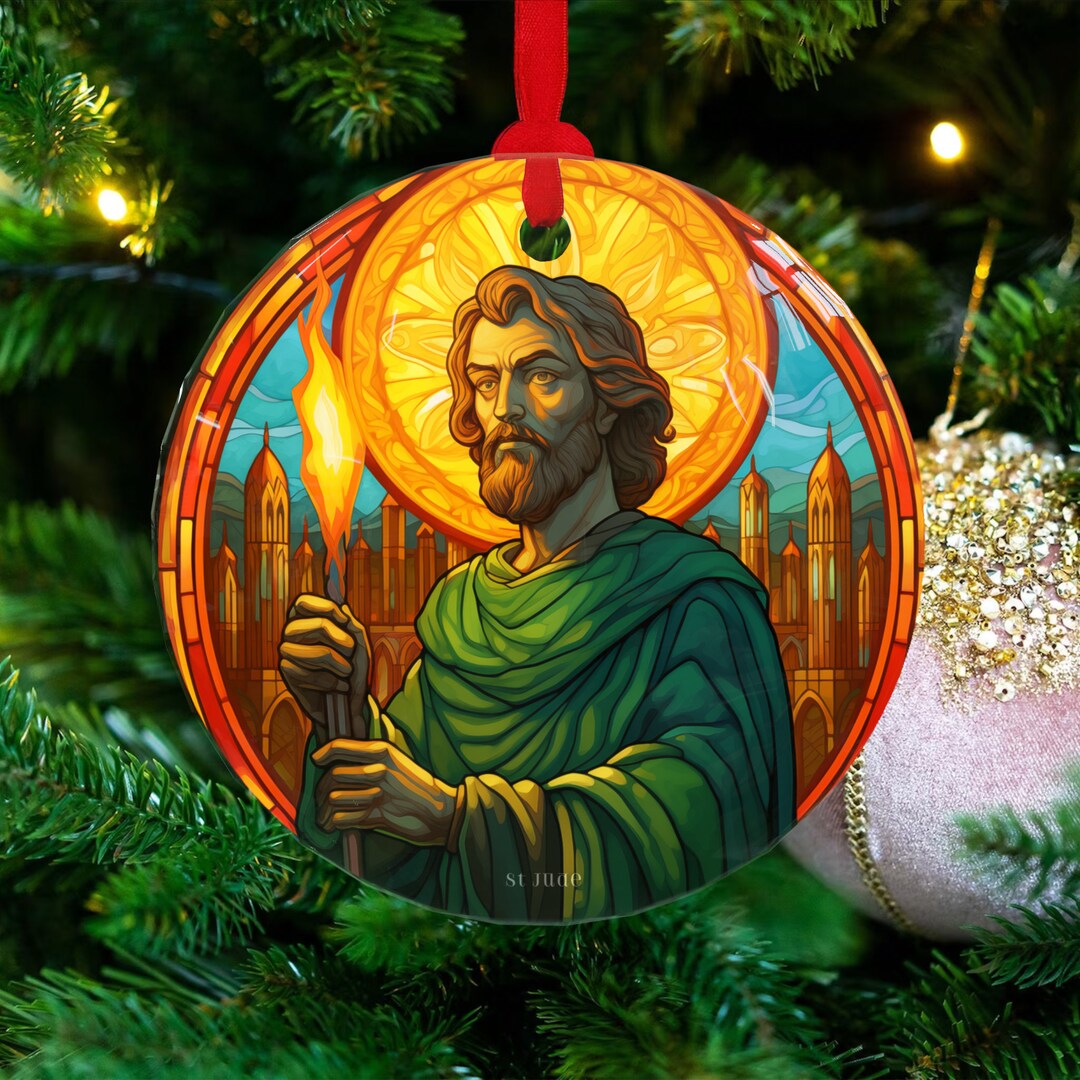 St Jude Christmas Glass Ornament St Jude Glass Ornamentst Etsy UK