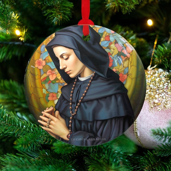 St Elizabeth Ann Seton, Kerst Glazen Ornament, St Elizabeth Ann Seton Glazen Ornament, St Elizabeth Ann Seton Kerst Ornament, Christelijk