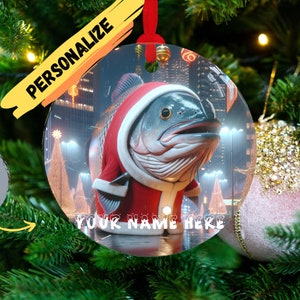 Fish, Christmas Glass Ornament, Fish Glass Ornament,Fish Christmas Ornament, Christian Christmas Ornament