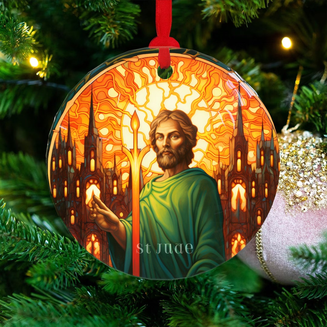 St Jude Thaddeus, Christmas Glass Ornament, St Jude Thaddeus Glass