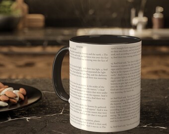 Bible Pages Coffee Mug, Genesis Coffee Mug, Christian Mug, Scripture Mug, Bible Verse Mug, Christian Gifts, Inspiration, Bible Study Gift