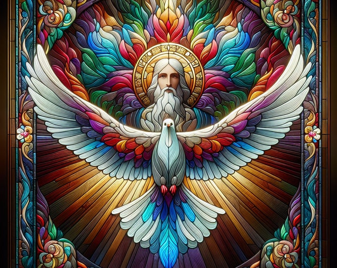 Holy Spirit Version 2 in Stained Glass, Digital Art, Digital Print ...