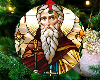 St Hilarion, Christmas Glass Ornament, St Hilarion Glass Ornament,St Hilarion Christmas Ornament, Christian Christmas Ornament