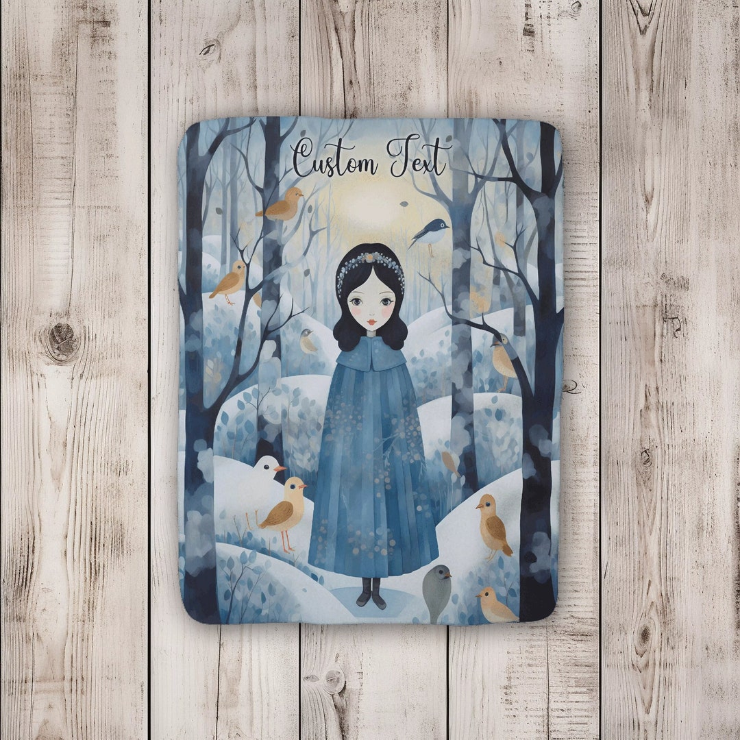 Personalized Sherpa Snow White Blanket, Cute Customized Kids Soft Fleece, Customizable Name