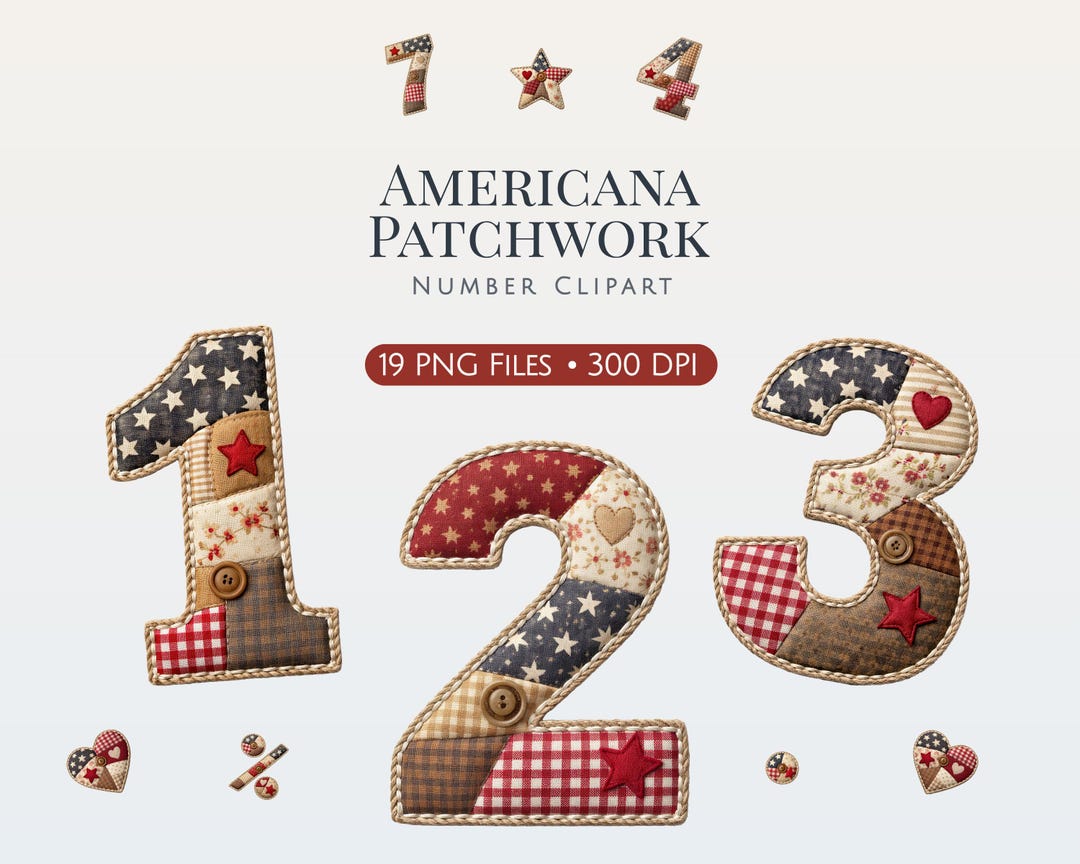 Patchwork Numbers 90 American Patchwork Number PNG, Quilted Clipart Set, Vintage Fabric 0-9 ...