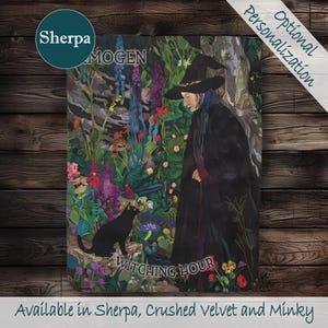 Personalized Witch Blanket Customizable Spooky Halloween Gift for Sister Name Blanket Throw for Friend Dark Academia Witchy Maximalist Decor
