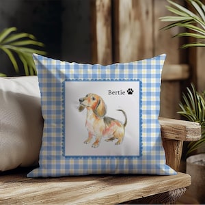 Cojín de perro salchicha personalizado, regalo para amantes de los perros, almohada con nombre para el hogar con temática de perro salchicha, accesorio de decoración único, idea de regalo de recuerdo