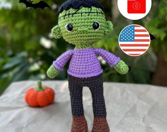 Frankenstein Crochet Pattern PDF - Halloween Monster Doll Tutorial, Gothic Crochet Pattern, Creepy Cute Toy, Spooky Halloween Amigurumi