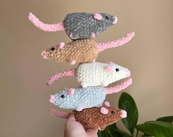 Rat Plush Toy - Crochet Rat, Handmade Stuffed Rat, Plush Mouse Gift, Cute Pocket Rat, Rat Lover Gift, Mouse Lover Gift