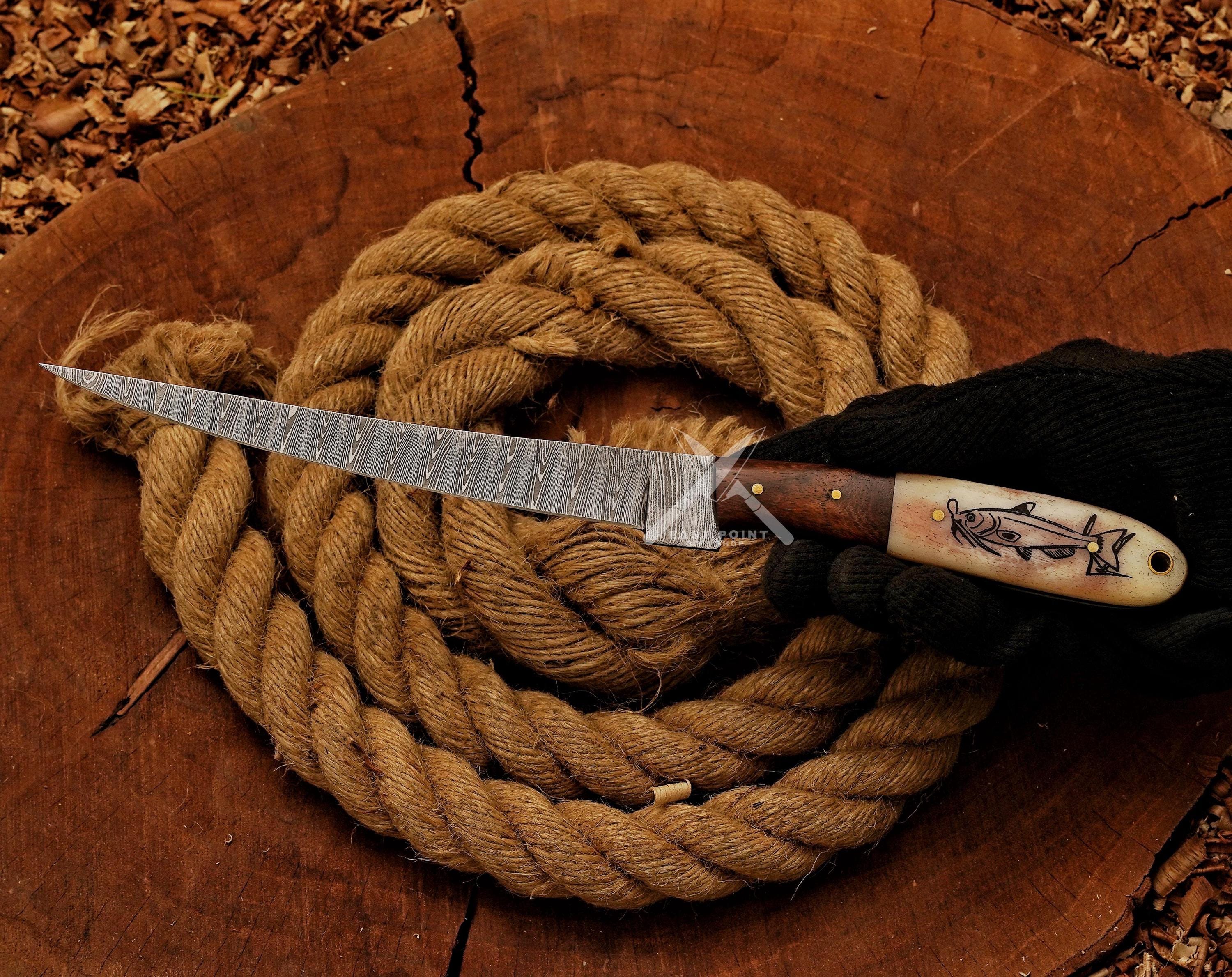 Camel Filet Handmade Damascus Steel Fillet Knife: Camel Bone Handle, Fishing Gift ...