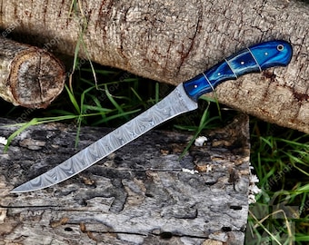 Handmade Damascus Steel Fillet Knife: Fishing Gift