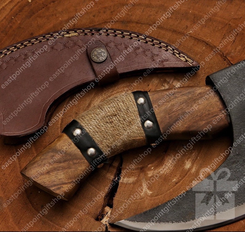 Hand Carbon Steel Ulu Kitchen Knife, Viking Ulu Knives, Pizza