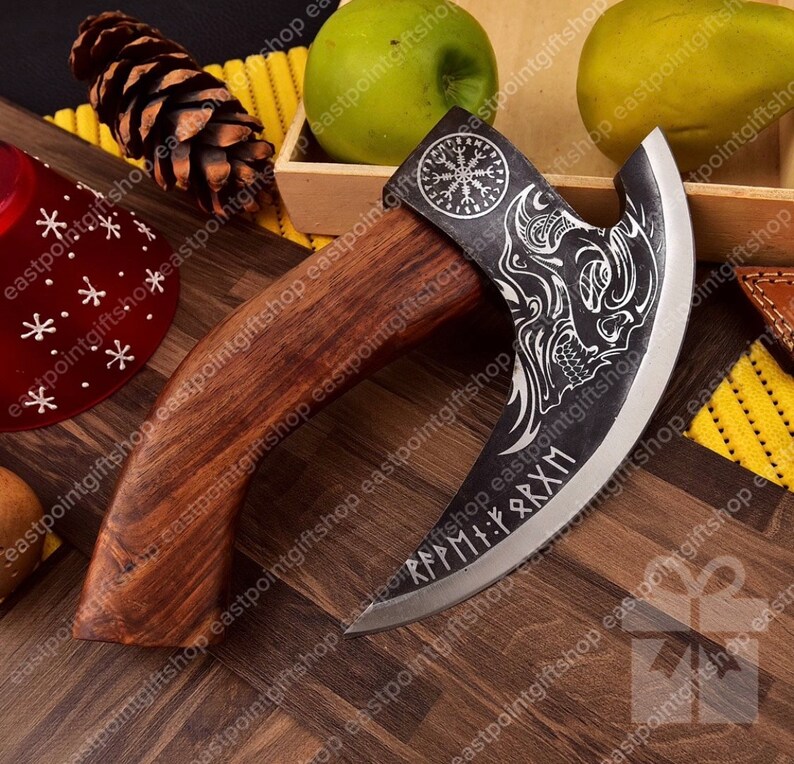 Handmade Carbon Steel Ulu Kitchen Knife, Viking Ulu Knives, Pizza Axe