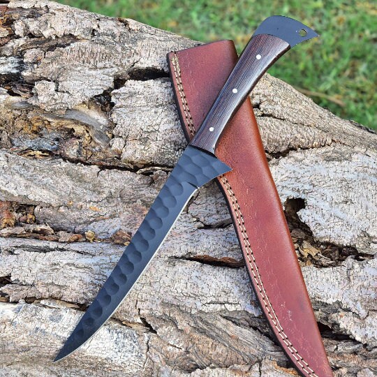 Premium Handmade Damascus Steel Fillet Knife - 13 Inches with Leather Sheath