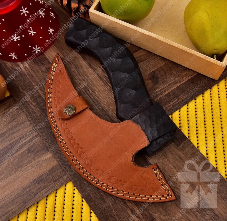 Hand Carbon Steel Ulu Kitchen Knife, Viking Ulu Knives, Pizza