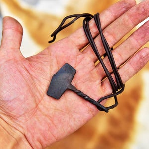 Hand Forged Viking Hammer Pendant, Knife Pendant with twisted handle, Viking knife Necklace. Gift for mom, Personalized Gift, Groomsmen Gift