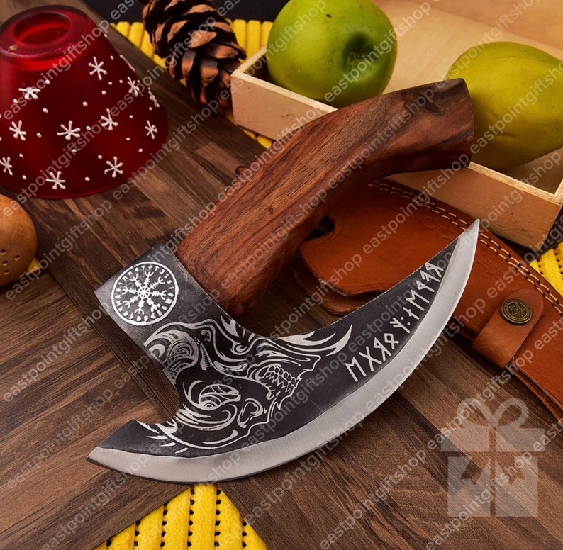 Handmade Carbon Steel Ulu Kitchen Knife, Viking Ulu Knives, Pizza Axe