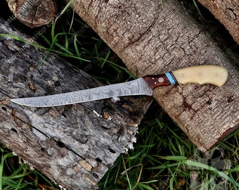 Handmade Damascus Steel Fillet Knife: Fishing Boning Knife