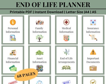 End of Life Planner Legacy Binder Final Arrangement Last Wishes Estate Funeral Planner Emergency Planning What If After I'm Gone Death Doula