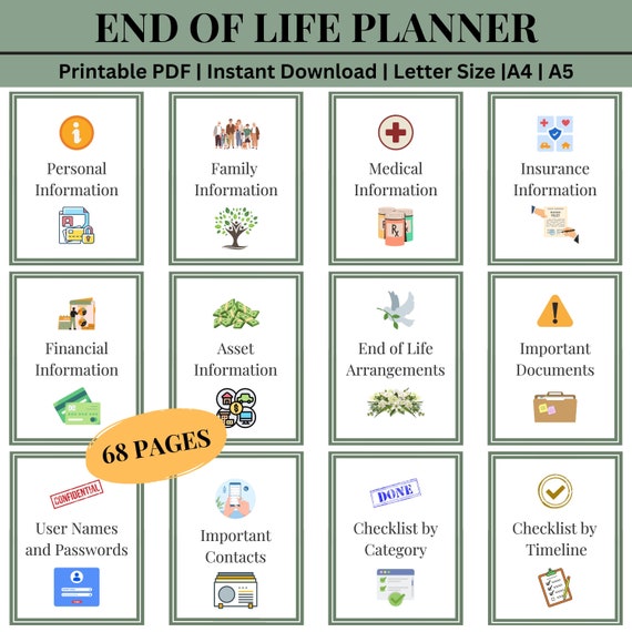 End of Life Planner Legacy Binder Final Arrangement Last Wishes Estate Funeral Planner Emergency Planning What If After I'm Gone Death Doula