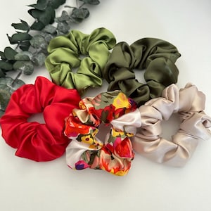 Pure Mulberry Satin Silk scrunchies Set Hair Tie Accessories Silk Scrunchies Ponytail scrunchie bridesmaid proposal holiday gift