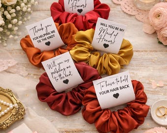 Bridesmaid Hair Scrunchies Dusty Blue Bridesmaid Gift Sky Blue Bridesmaid Proposal Gift Box Tag Scrunchies Bridal Party Dusty Blue Wedding