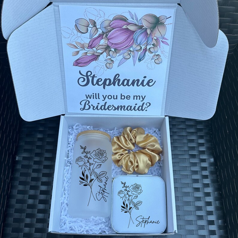 Personalized Bridesmaid Gift Box Set Custom Name Bridesmaid Proposal ...