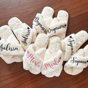 Bachelorette Fluffy Slippers Bridesmaid Gifts Personalized Slippers Bridesmaid Gifts Wedding Fluffy Slippers Bridal gift Birthday Gift