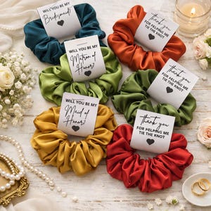 Satin Silk scrunchies Set Hair Tie Accessories Silk Scrunchies Ponytail scrunchie bridesmaid proposal holiday gift