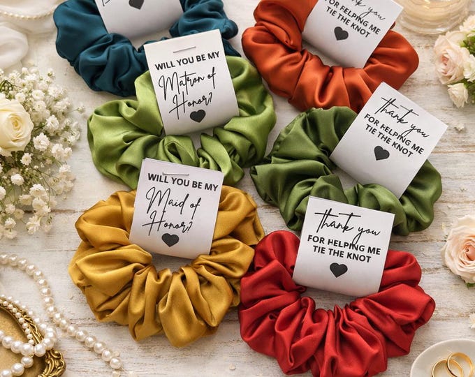 Satin Silk scrunchies Set Hair Tie Accessories Silk Scrunchies Ponytail scrunchie bridesmaid proposal holiday gift