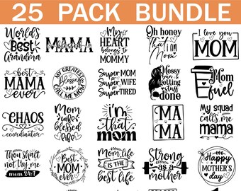 Mom Life SVG Bundle: Funny Mama Quotes, Mothers Day Designs (Digital Download)