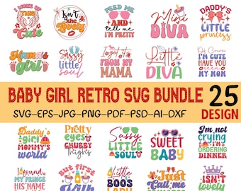 Retro Baby Girl SVG Bundle: 25 Designs (Digital Download)