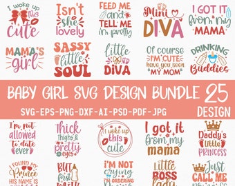 Paquete SVG de niña: frases retro, diseños para recién nacidas (descarga digital)