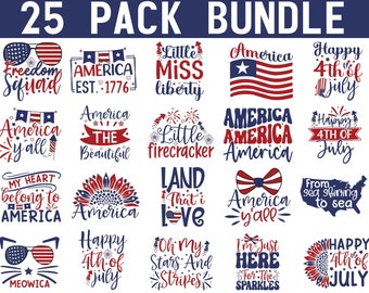 Paquete SVG del 4 de julio: Diseños patrióticos de EE. UU. (25 diseños) (Descarga digital)