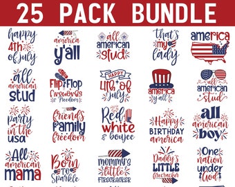 Paquete SVG del 4 de julio: 25 diseños patrióticos (descarga digital)