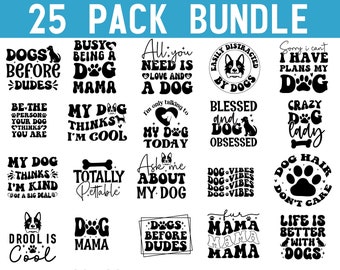 Paquete SVG con frases sobre perros: Mamá peluda, Huellas (Descarga digital)