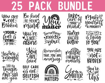 Paquete SVG de salud mental: diseños inspiradores y positivos (25 archivos)