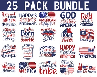 Paquete SVG del 4 de julio: 25 diseños del Día de la Independencia (archivos digitales)